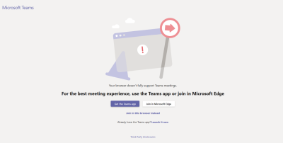 Screenshot of joining Microsoft Teams