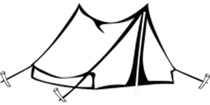 line drawing of a camping tent