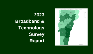Slide showing map of Vermont with internet download speeds by county