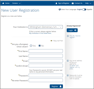 Screenshot of Learning Express Registration Page