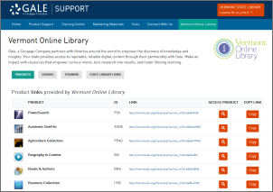 Screenshot of direct links to resources