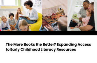 three images of children being read to by adults