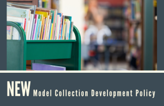 Library cart with books, new model Collection Development Policy 